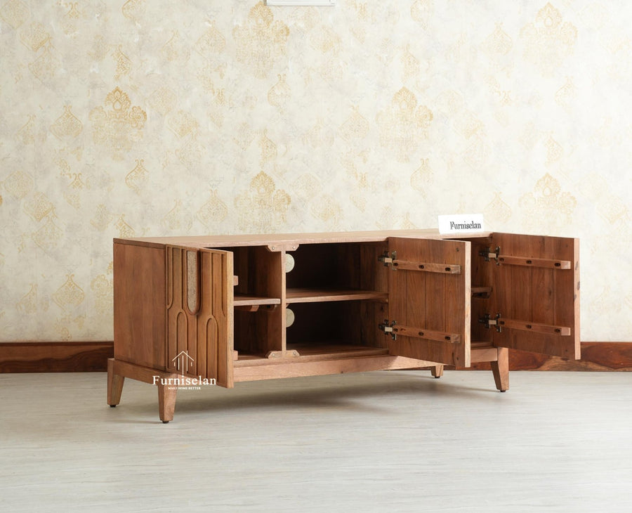 Brisbane Elite Storage Three Door Wooden TV Cabinet Media Unit Furniselan Natural Oak Finish