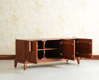 Brisbane Elite Storage Three Door Wooden TV Cabinet Media Unit Furniselan brown finish