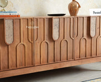 Brisbane Elite Storage Three Door Wooden TV Cabinet Media Unit Furniselan Natural Oak Finish