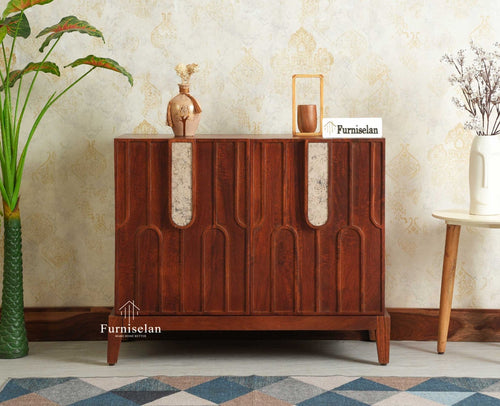 Brisbane Elite Storage Two Door Wooden Cabinet Sideboard Furniselan Brown Finish