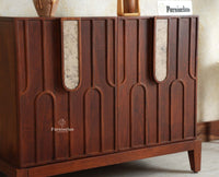 Brisbane Elite Storage Two Door Wooden Cabinet Sideboard Furniselan Brown Finish