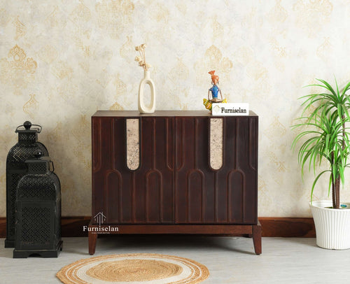 Brisbane Elite Storage Two Door Wooden Cabinet Sideboard Furniselan Grey Finish