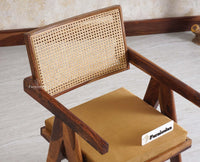Bristol Sheesham wood Rattan Arm Chair - Dining Chair - Furniselan - Teak-Finish