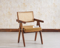 Bristol Sheesham wood Rattan Arm Chair - Dining Chair - Furniselan - Teak-Finish