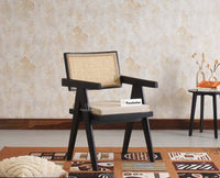 Bristol Sheesham wood Rattan Arm Chair - Dining Chair - Furniselan - Black-Finish