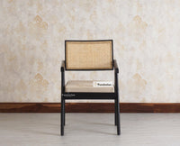 Bristol Sheesham wood Rattan Arm Chair - Dining Chair - Furniselan - Black-Finish