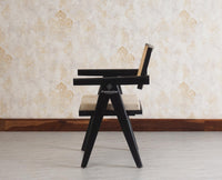 Bristol Sheesham wood Rattan Arm Chair - Dining Chair - Furniselan - Black-Finish