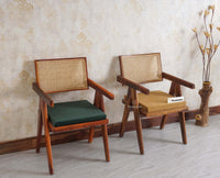 Bristol Sheesham wood Rattan Arm Chair - Dining Chair - Furniselan - Teak-Finish