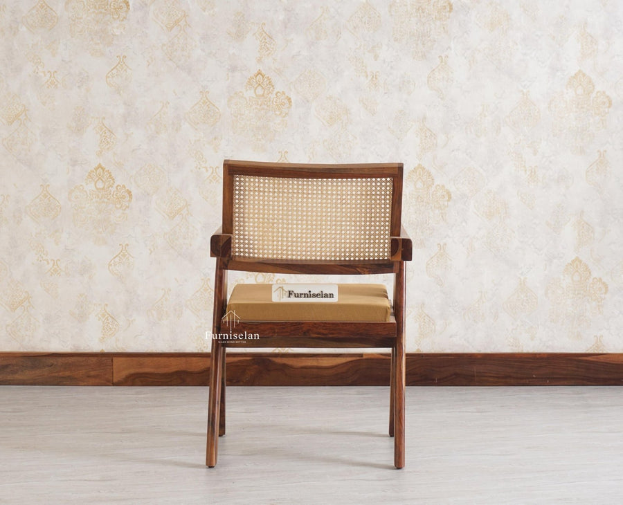 Bristol Sheesham wood Rattan Arm Chair - Dining Chair - Furniselan - Teak-Finish