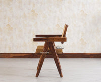 Bristol Sheesham wood Rattan Arm Chair - Dining Chair - Furniselan - Teak-Finish