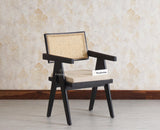 Bristol Sheesham wood Rattan Arm Chair - Dining Chair - Furniselan - Black-Finish