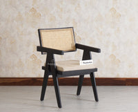 Bristol Sheesham wood Rattan Arm Chair - Dining Chair - Furniselan - Black-Finish