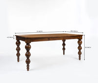Brivon Mango Wood 6 Seater Dining Table Walnut brown