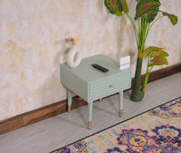 Brixton Solid Wood Bedside Table One Drawer - Furniselan-Silt-Green