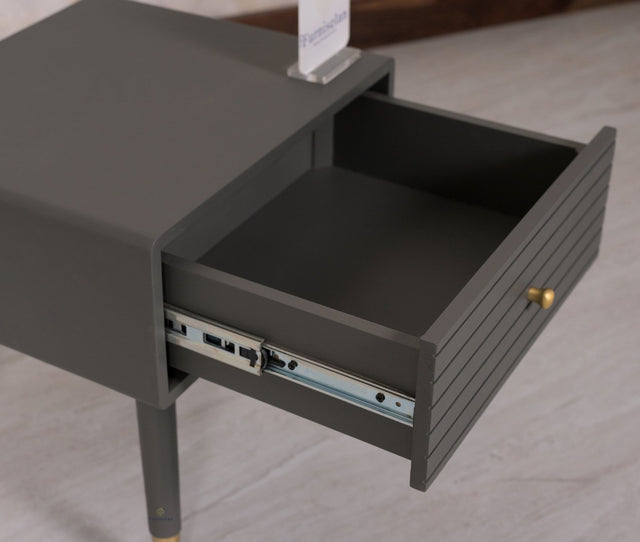 Brixton Solid Wood Bedside Table One Drawer - Furniselan-Slate-Grey