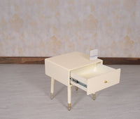 Brixton Solid Wood Bedside Table One Drawer - Furniselan-Frosty-White