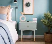 Brixton Solid Wood Bedside Table One Drawer - Furniselan-Silt-Green