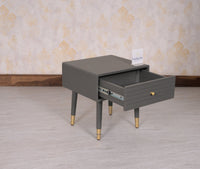 Brixton Solid Wood Bedside Table One Drawer - Furniselan-Slate-Grey