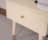 Brixton Solid Wood Bedside Table One Drawer - Furniselan-Frosty-White 