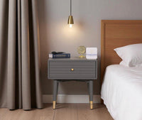 Brixton Solid Wood Bedside Table One Drawer - Furniselan-Slate-Grey