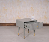 Brixton Solid Wood Bedside Table One Drawer - Furniselan-Cool-Grey