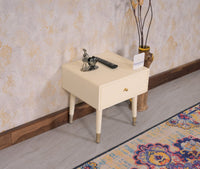 Brixton Solid Wood Bedside Table One Drawer - Furniselan-Frosty-White