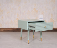 Brixton Solid Wood Bedside Table One Drawer - Furniselan-Silt-Green