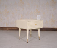 Brixton Solid Wood Bedside Table One Drawer - Furniselan-Frosty-White