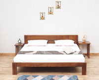 Brookefield Solid Wood Queen Size Bed Furniselan - Teak-Finish