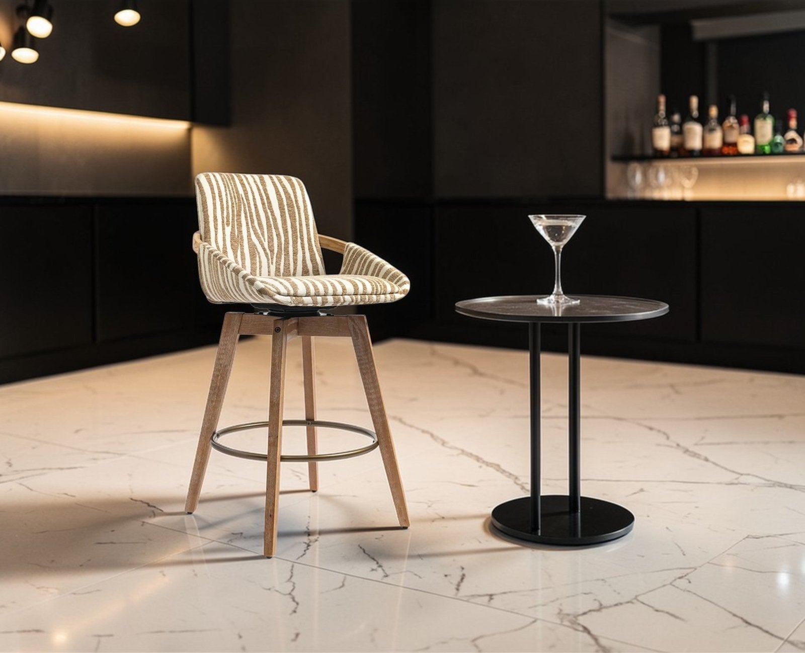 Brooklyn Bar Chair  Swivel Counter Stool Furniselan Brown and Cream