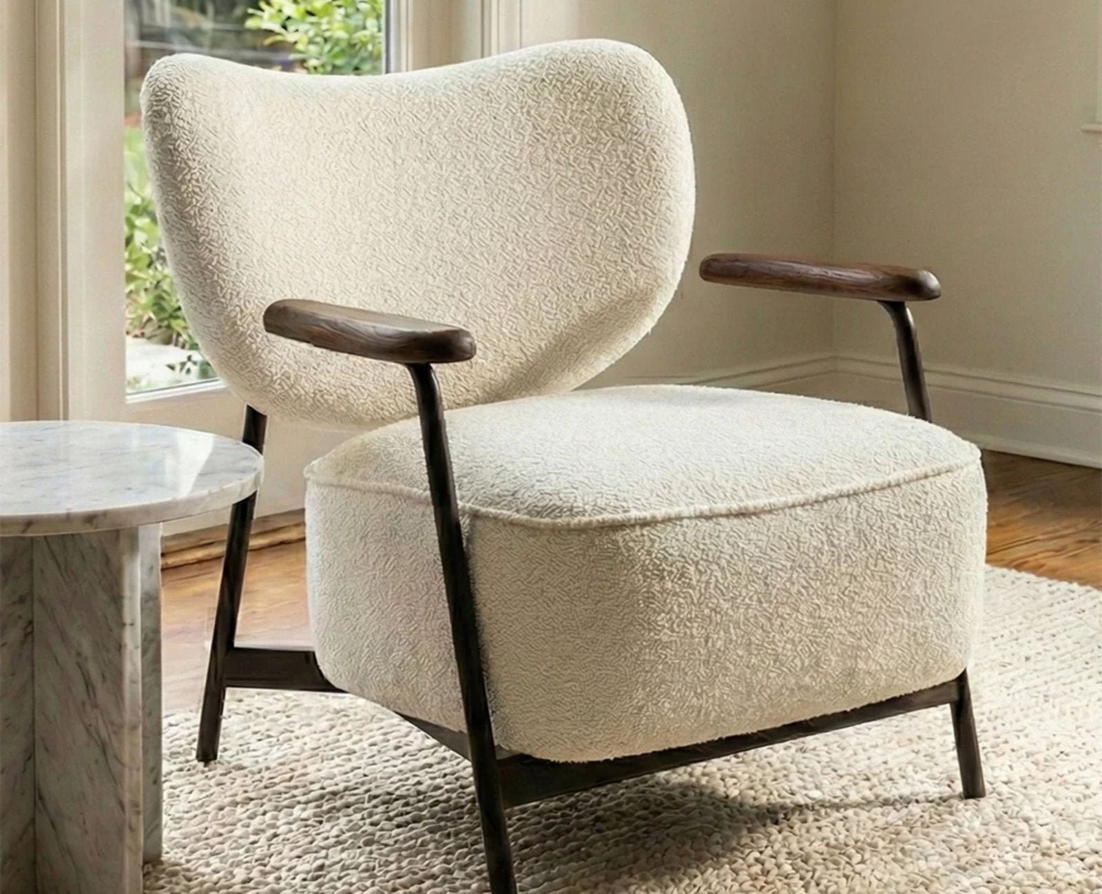 Buffalo Cotton Wooden Arm Chair Furniselan Teak Finish
