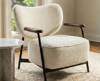 Buffalo Cotton Wooden Arm Chair Furniselan Teak Finish