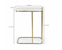 Cairo C-Shaped White Marble Table with Metal - Antique Gold Finish