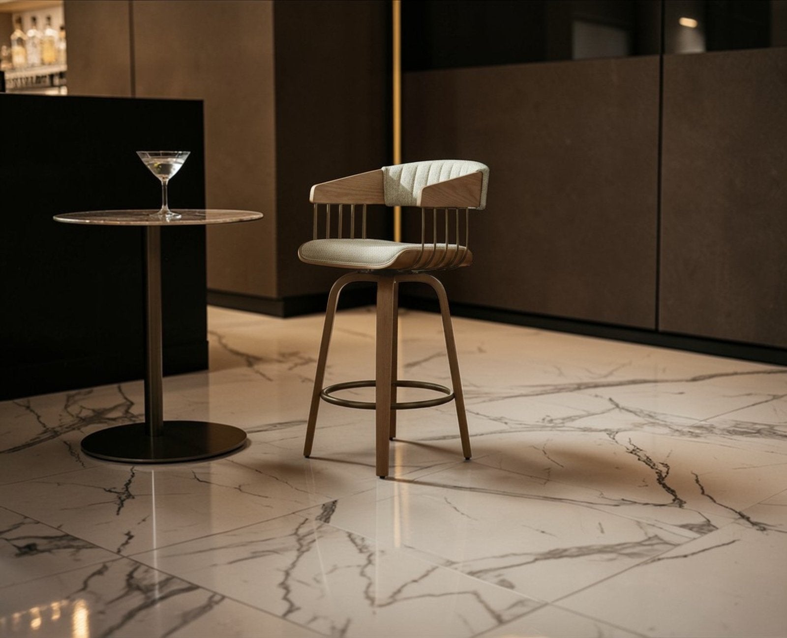 Camden Oslo Bar Chair  Swivel Counter Stool Furniselan Flecked Beige