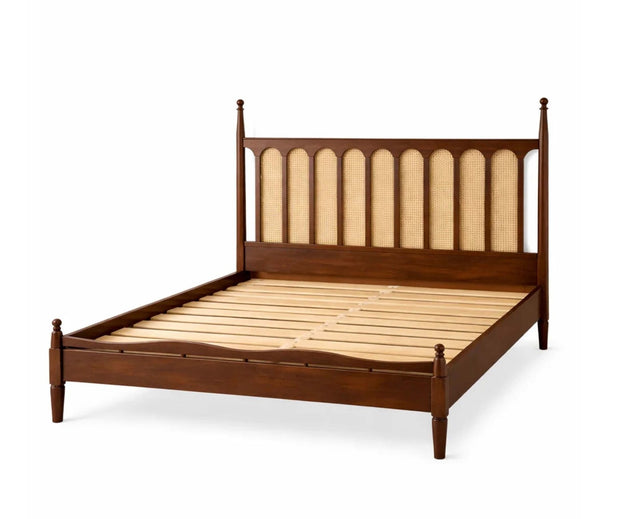 Helsinki Solid Wood Queen Size Bed  Furniselan Teak FInish 