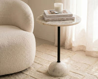 Celeste Agate Marble Side Table - Ivory & Cream Marble Tones