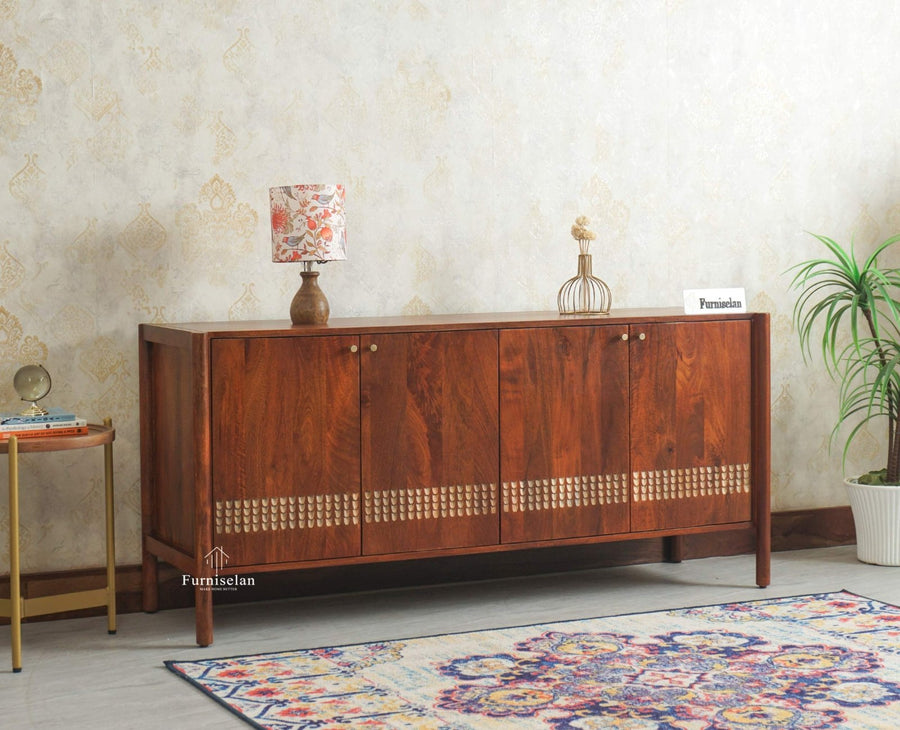 Chandigarh Solid Wood Sideboard Cabinet Furniselan Brown Finish