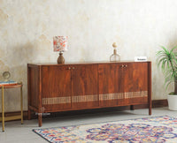 Chandigarh Solid Wood Sideboard Cabinet Furniselan Brown Finish