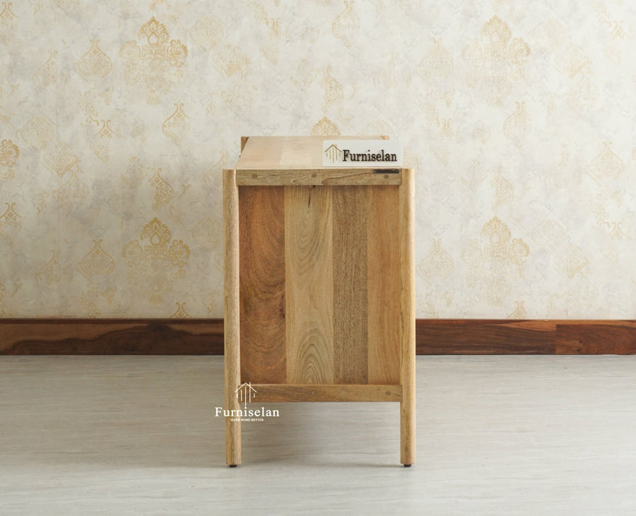 Chandigarh Solid Wood Sideboard Cabinet Furniselan Natural Finish