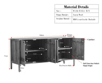 Chandigarh Solid Wood Sideboard Cabinet - Sideboard - Furniselan-Grey-Finish