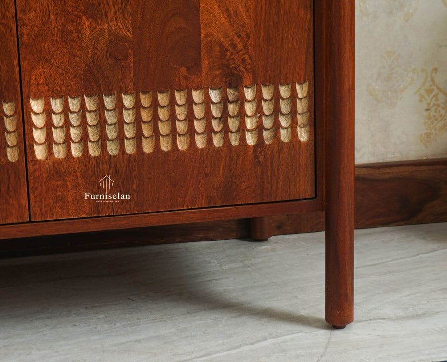 Chandigarh Solid Wood Sideboard Cabinet Furniselan Brown Finish
