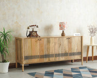 Chandigarh Solid Wood Sideboard Cabinet Furniselan Natural Finish
