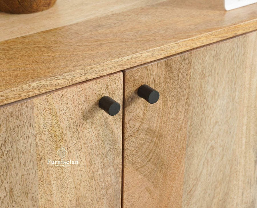 Chandigarh Solid Wood Sideboard Cabinet Furniselan Natural Finish