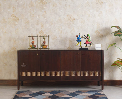 Chandigarh Solid Wood Sideboard Cabinet - Sideboard - Furniselan-Grey-Finish