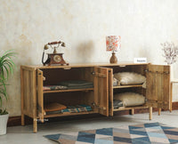 Chandigarh Solid Wood Sideboard Cabinet Furniselan Natural Finish