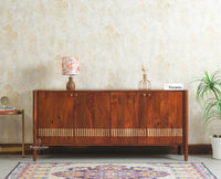 Chandigarh Solid Wood Sideboard Cabinet Furniselan Brown Finish