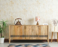 Chandigarh Solid Wood Sideboard Cabinet Furniselan Natural Finish
