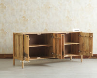 Chandigarh Solid Wood Sideboard Cabinet Furniselan Natural Finish