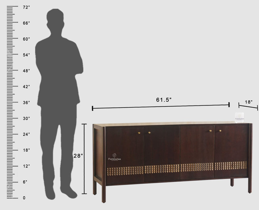 Chandigarh Solid Wood Sideboard Cabinet - Sideboard - Furniselan-Grey-Finish