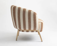 Cherry Stripped  Armchair – Modern Upholstered Dining Chair for Home & Café Tan and Cream Stripe